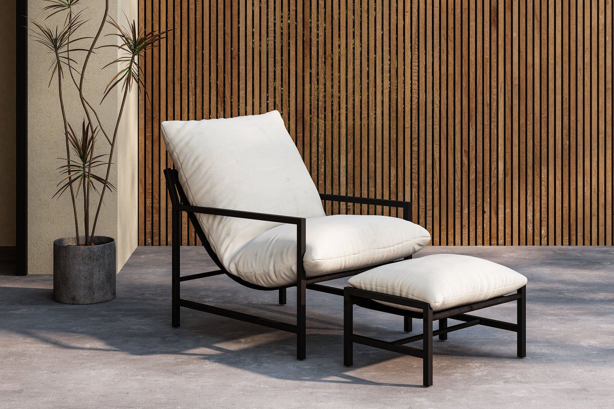 Fauteuil lounge de jardin Lissi - en acier noir ou beige au choix