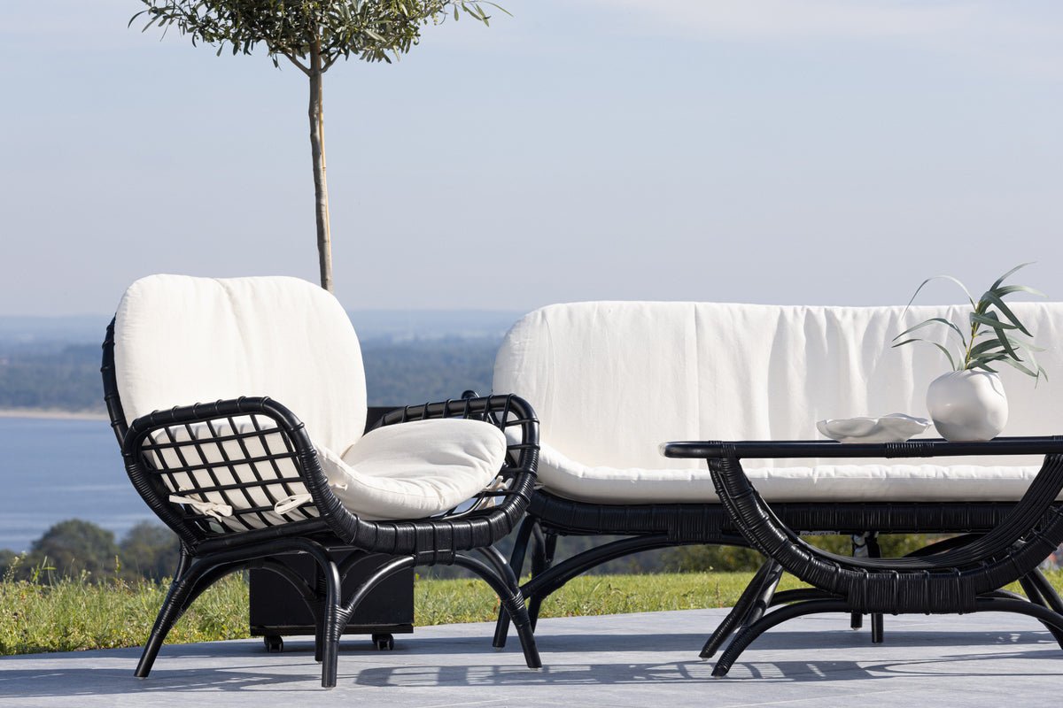 Fauteuil lounge de jardin Porto - En rotin de couleur Noir