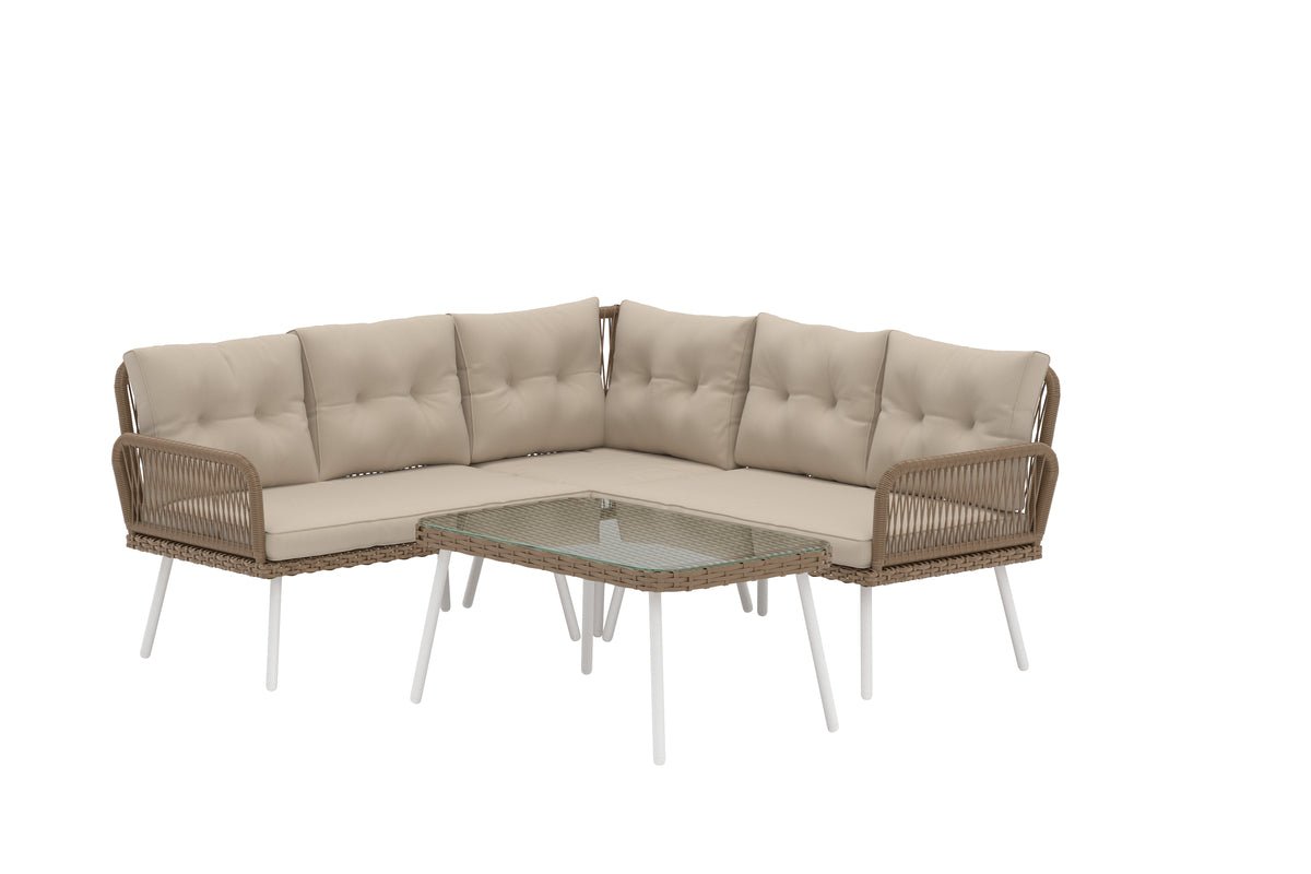 Garten Loungeset Aiko – 2-teiliges Set mit Tisch aus synthetischem Rattan