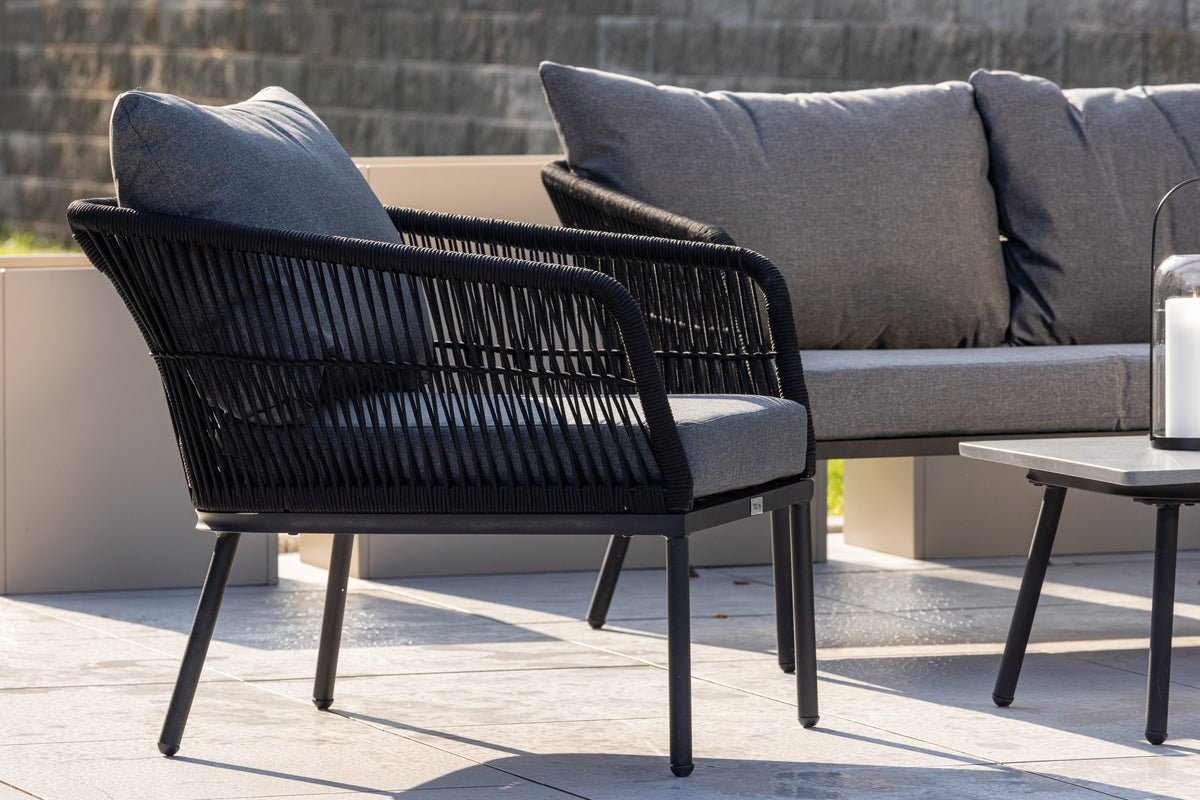 Garten Loungeset Isadora – 4-teilig mit Tisch in Betonoptik & wetterfest