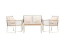 Garten Loungeset Janel – 4-teilig mit Holztisch in Beige