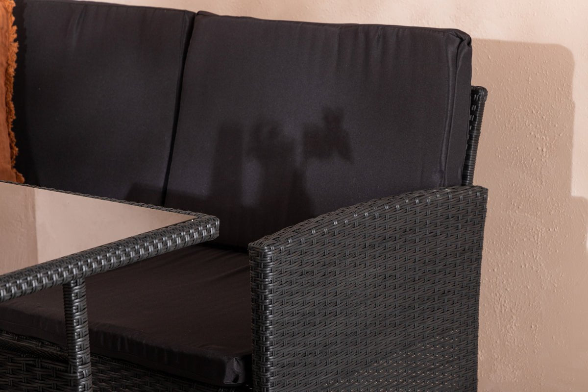 Garten Loungeset Kaiser – aus Polyrattan mit Glasplatte & Kissen