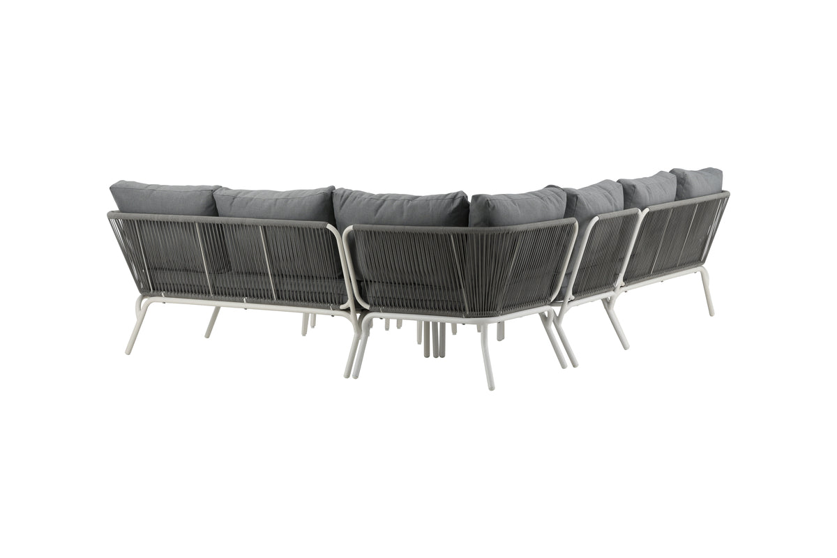 Garten Loungeset Lexy - aus weißem Stahl mit grauen Kissen
