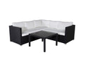 Garten Loungeset Liana – mit schwarzem Geflecht & weißen Kissen