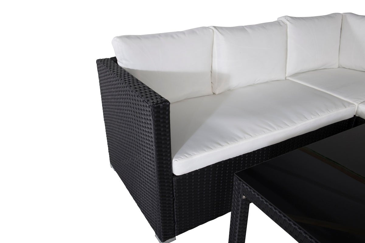 Garten Loungeset Liana – mit schwarzem Geflecht & weißen Kissen