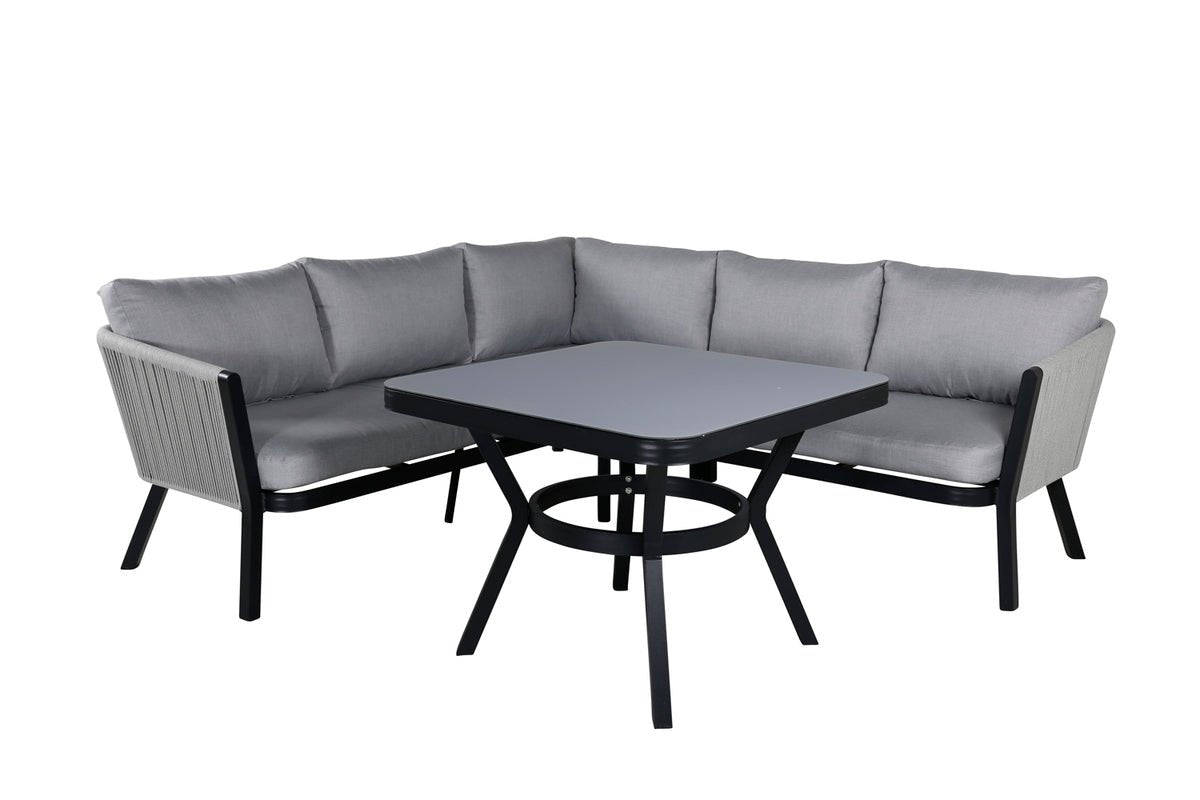 Garten Loungeset Lindsay - Wahlweise in Schwarz/Grau oder Weiß/Grau