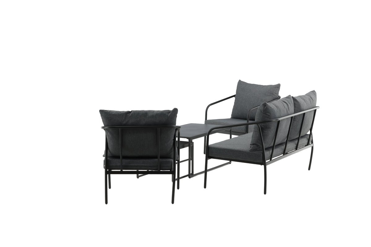 Garten Loungeset Living - aus schwarzem Stahlgestell