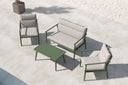 Garten Loungeset Marlen – in Grün & Beige mit Sofa, Sesseln & Tisch