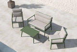 Garten Loungeset Marlen – in Grün & Beige mit Sofa, Sesseln & Tisch