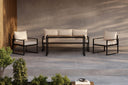 Garten Loungeset Sovana – 3-teilig in Schwarz/Weiß & Beige