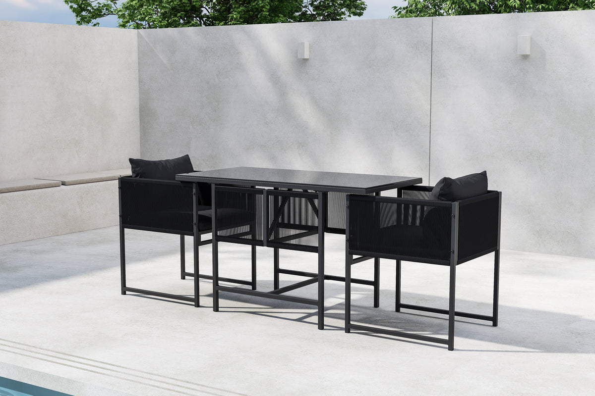 Garten Loungeset Velenzo – 3-teiliges Set mit 2 Stühlen in Schwarz