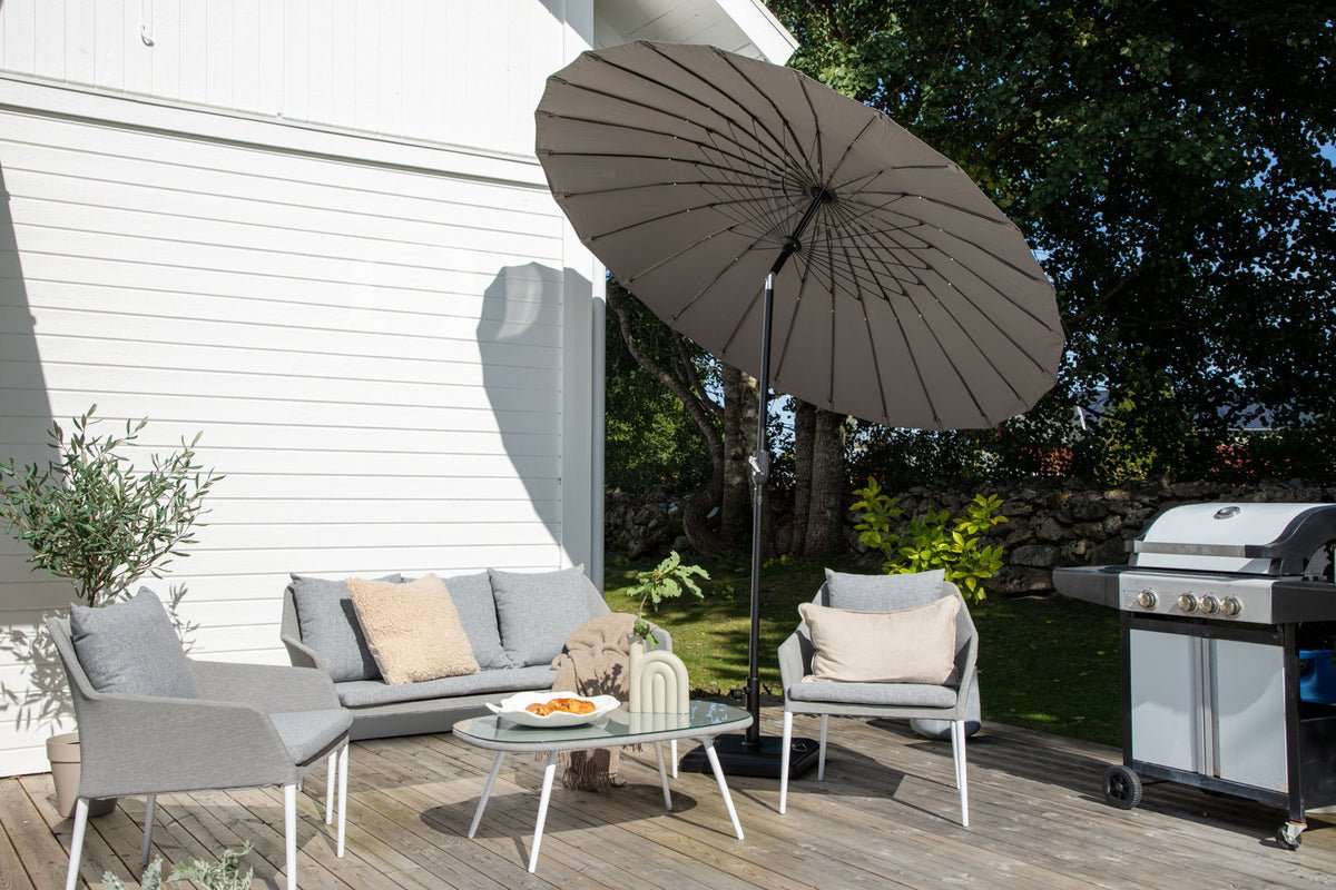 Garten Sonnenschirm Palma – Ø270 cm verfügbar in Weiß, Schwarz, Grau und Blau