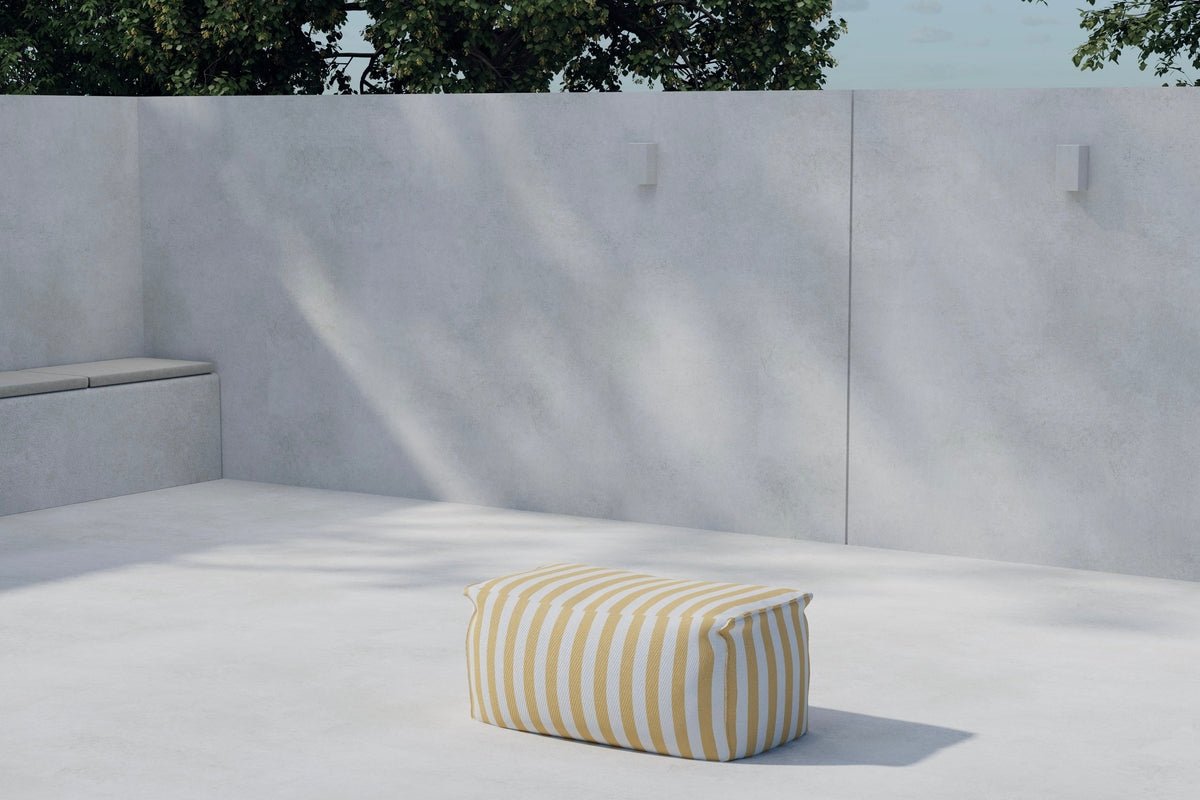 Gartenhocker Elva - in gelb/weiß gestreiftem Olefin Stoff