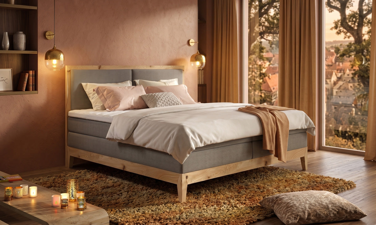 Lit boxspring/lit en bois design Ida en Chêne massif