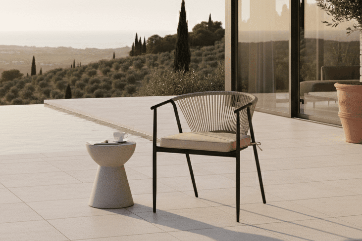 Lot de 2 - Chaise de jardin Lazaro Noir/Beige