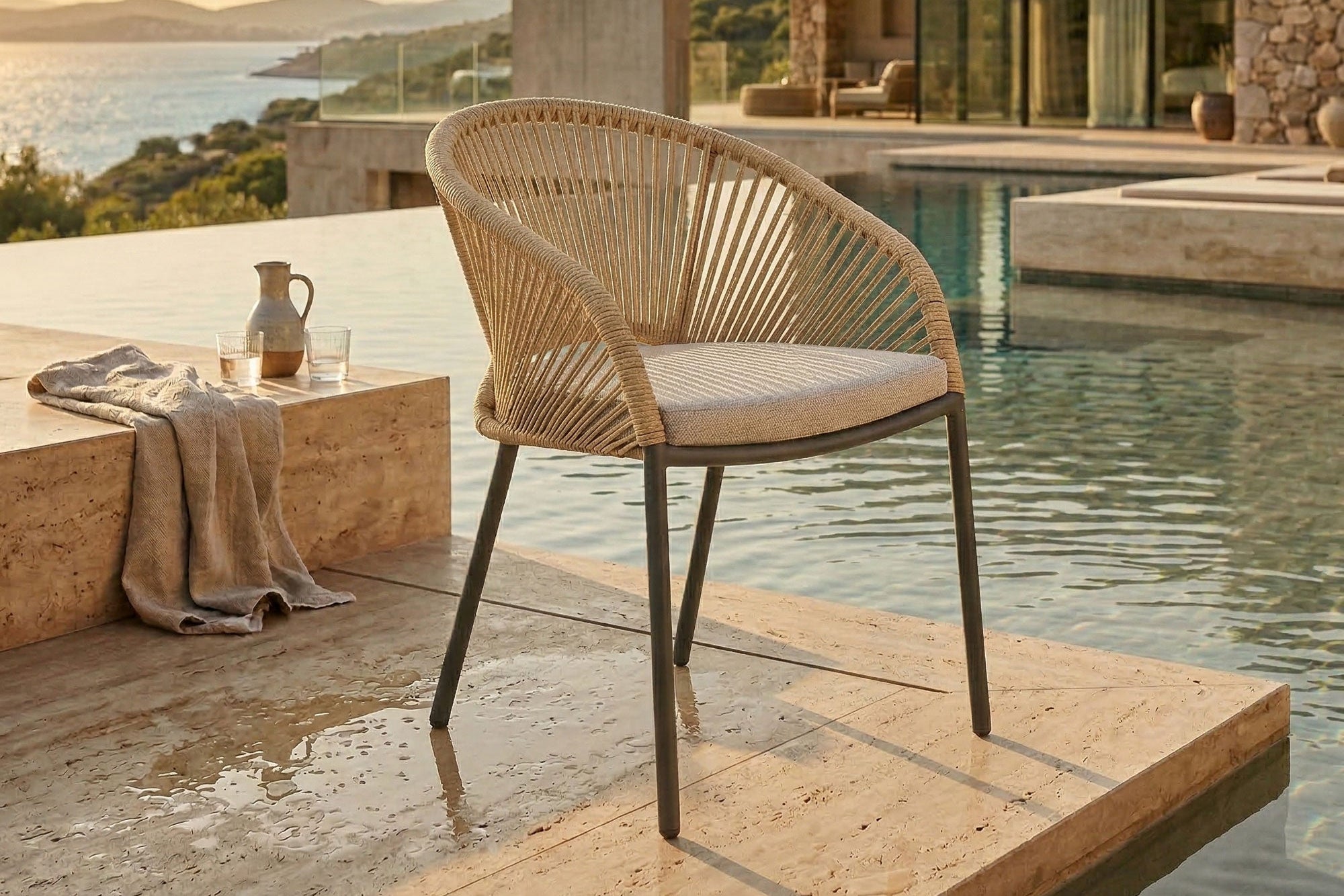 2er Set - Gartenstuhl Veleno in Beige oder Grün