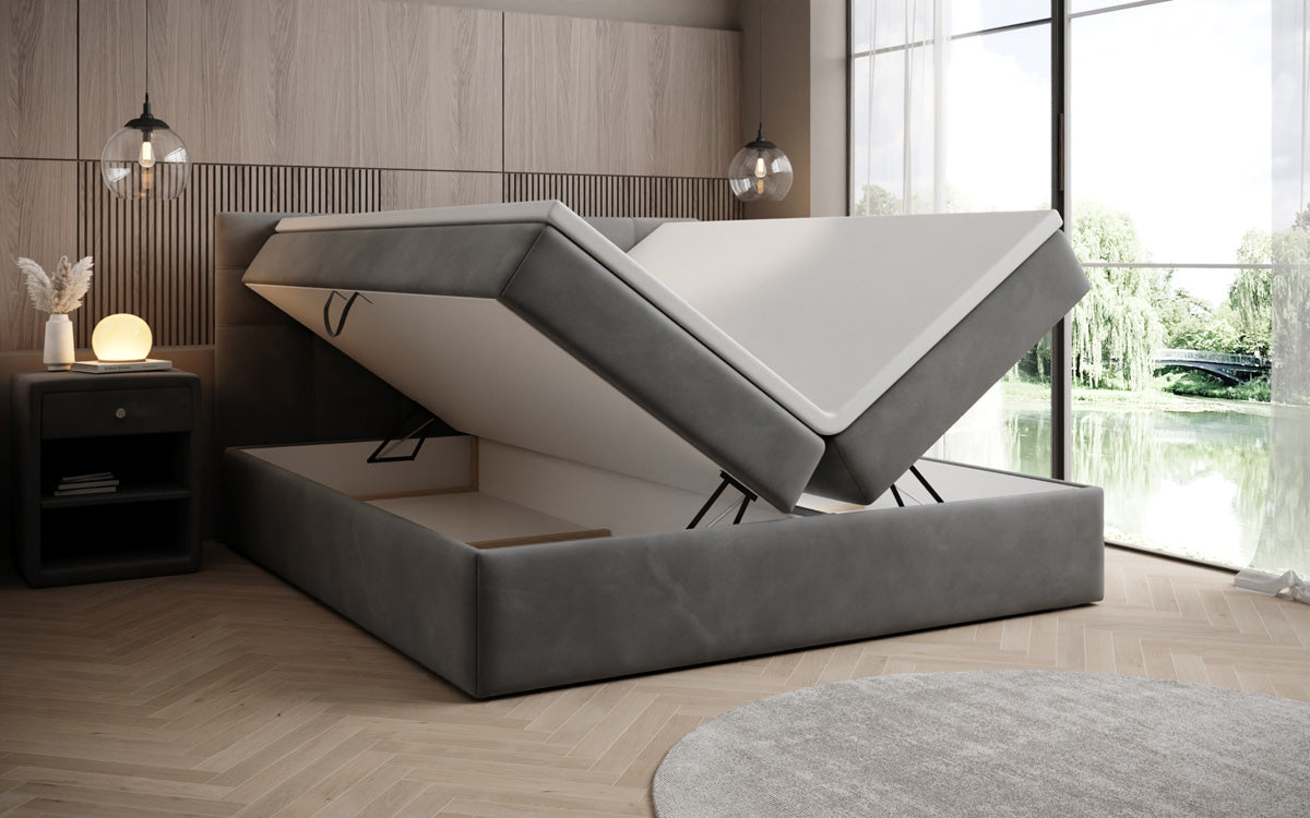 Lit boxspring Lux en Velours avec rangement