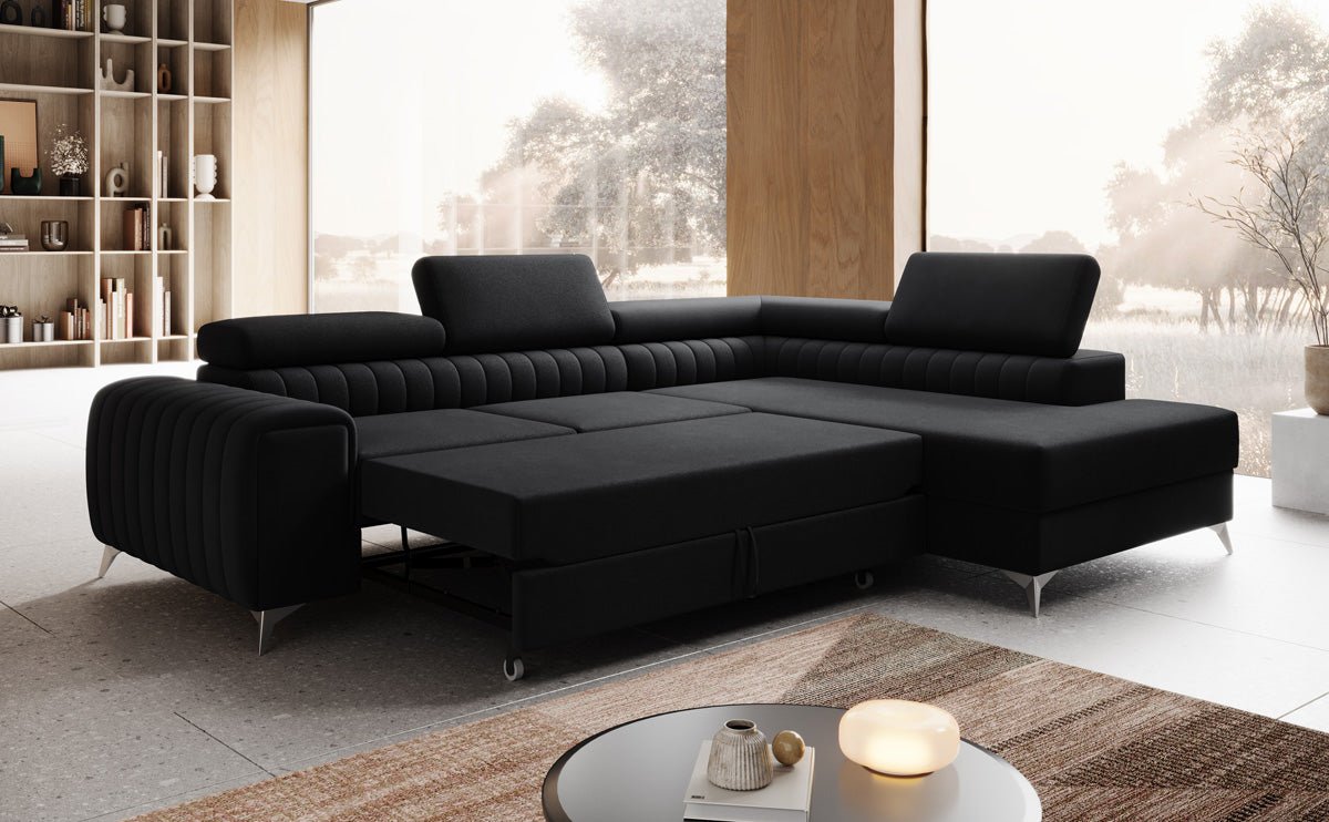 Canapé design Aurea L avec fonction lit et rabattable en velours