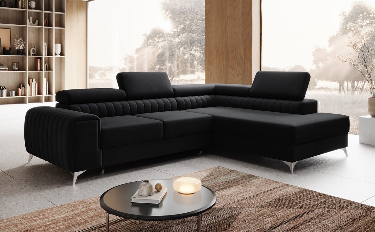 Canapé design Aurea L avec fonction lit et rabattable en velours