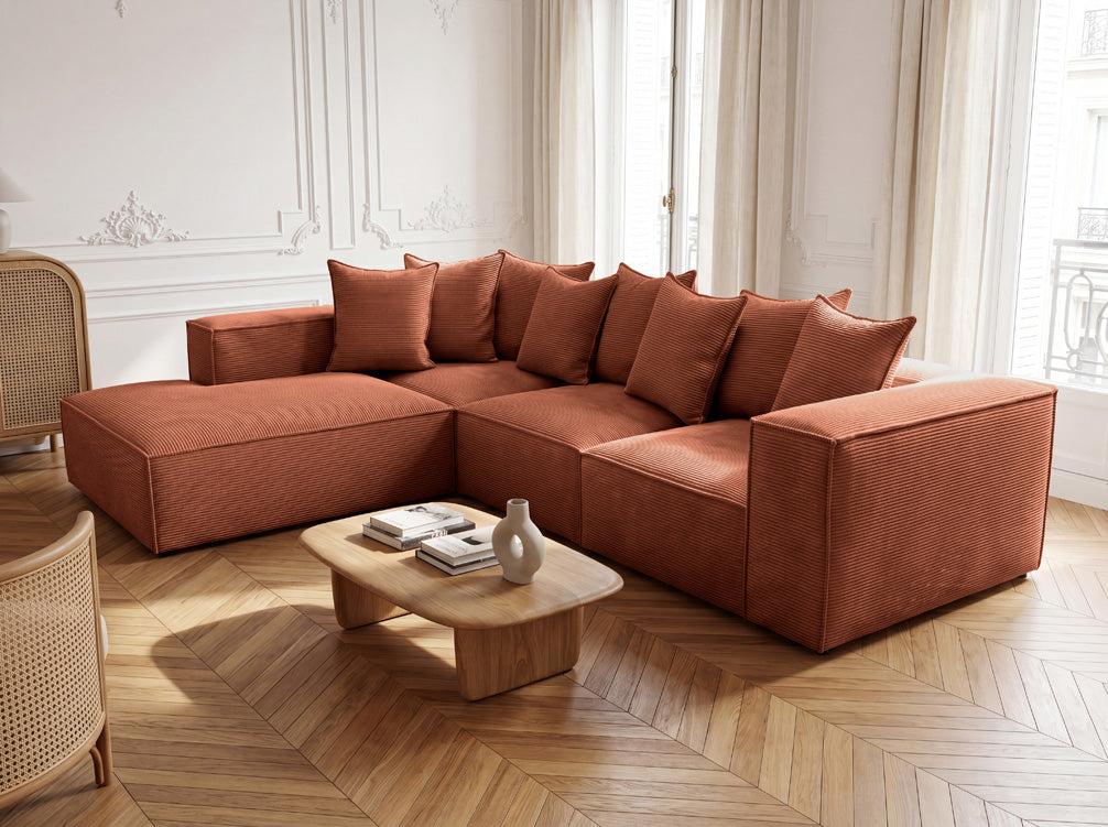 Designer Ecksofa Largo mit langer Ottomane in Cord