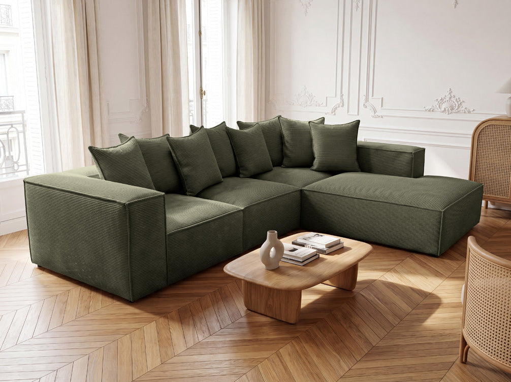 Designer Ecksofa Largo mit langer Ottomane in Cord