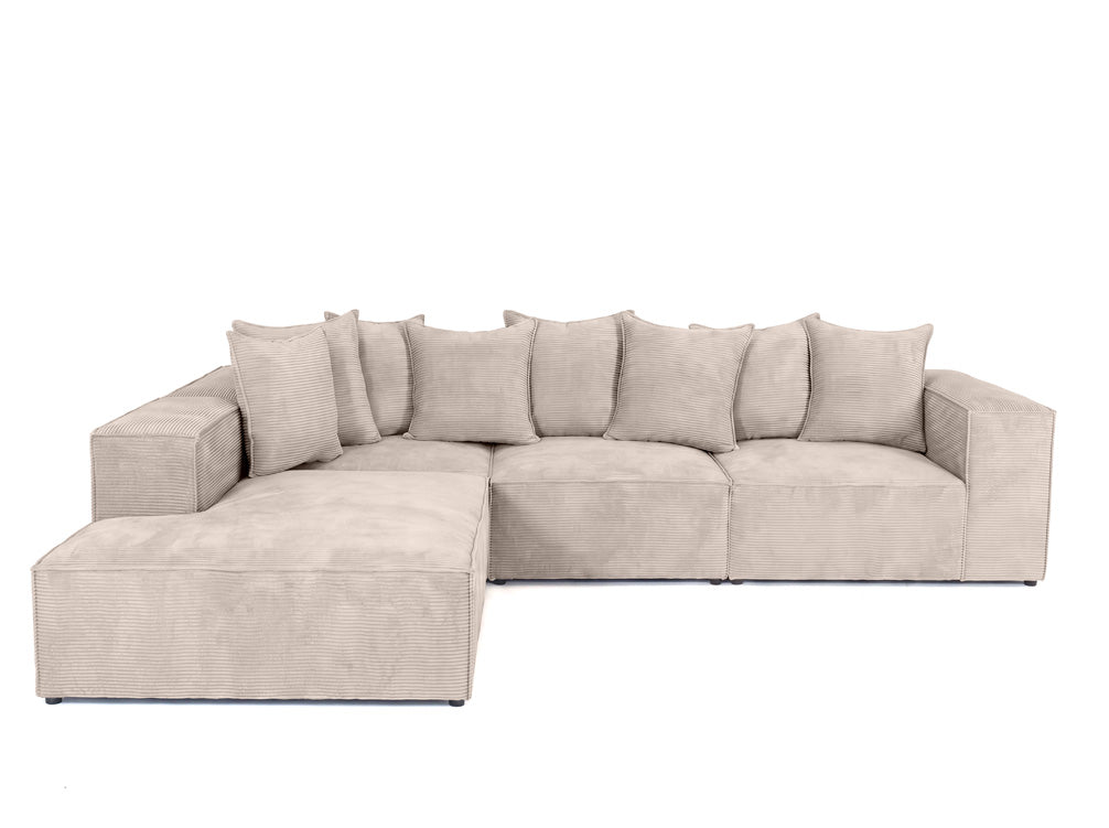 Designer Ecksofa Largo mit langer Ottomane in Cord