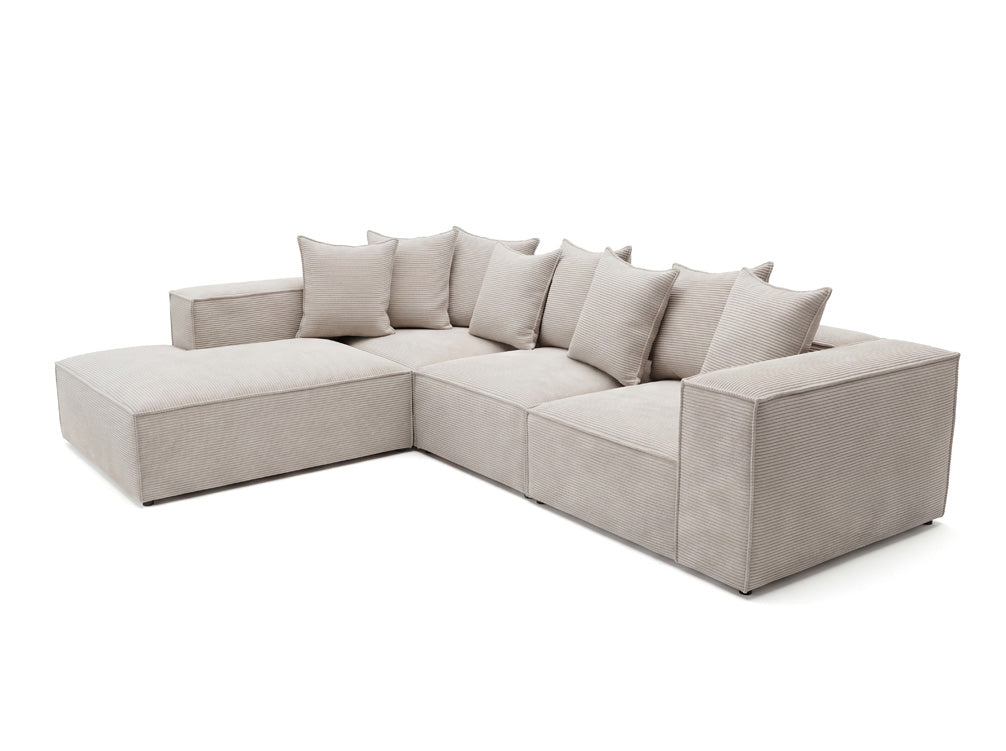 Designer Ecksofa Largo mit langer Ottomane in Cord