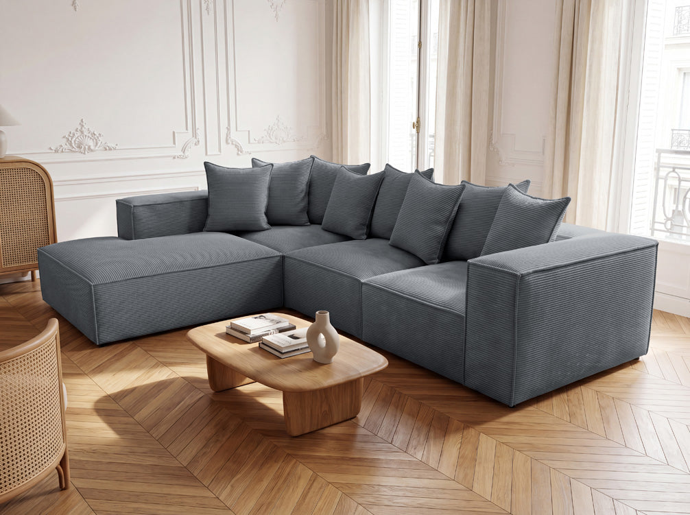 Designer Ecksofa Largo mit langer Ottomane in Cord