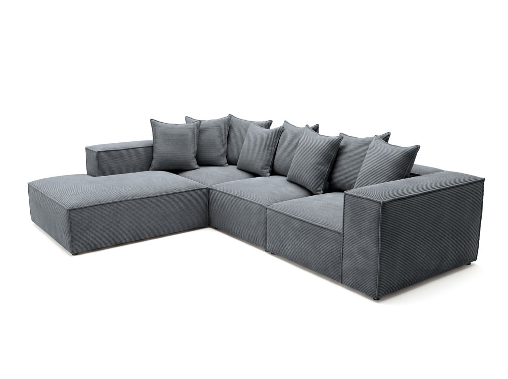 Designer Ecksofa Largo mit langer Ottomane in Cord