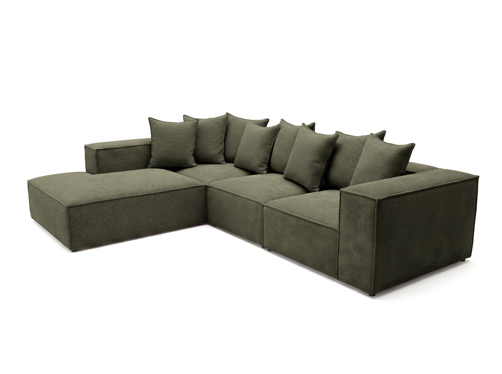 Designer Ecksofa Largo mit langer Ottomane in Cord