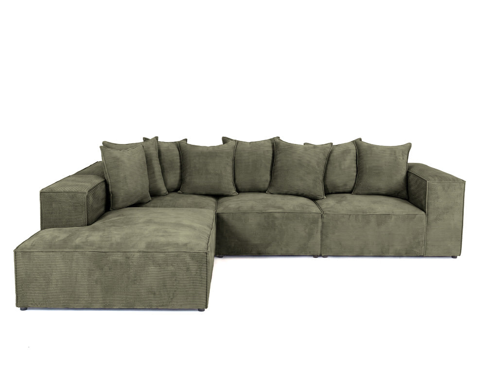 Designer Ecksofa Largo mit langer Ottomane in Cord