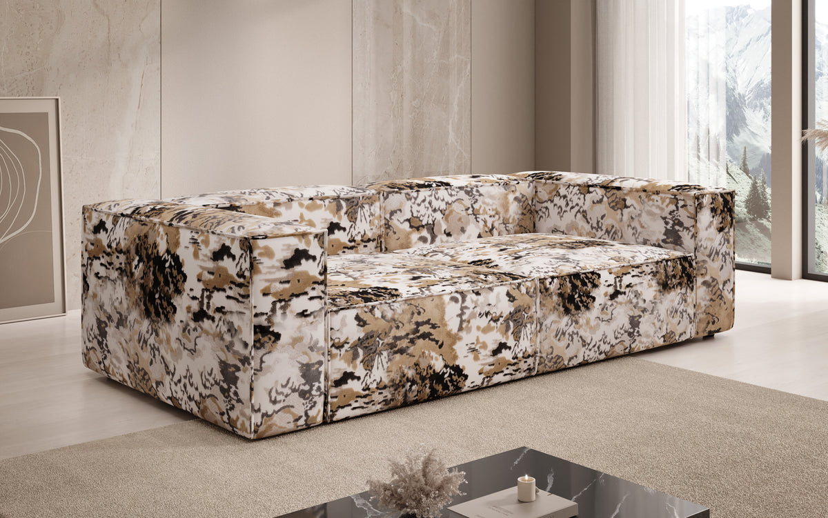 Designer Sofa Lesley 3 Sitzer - Jacquard mit Aquarell-Muster