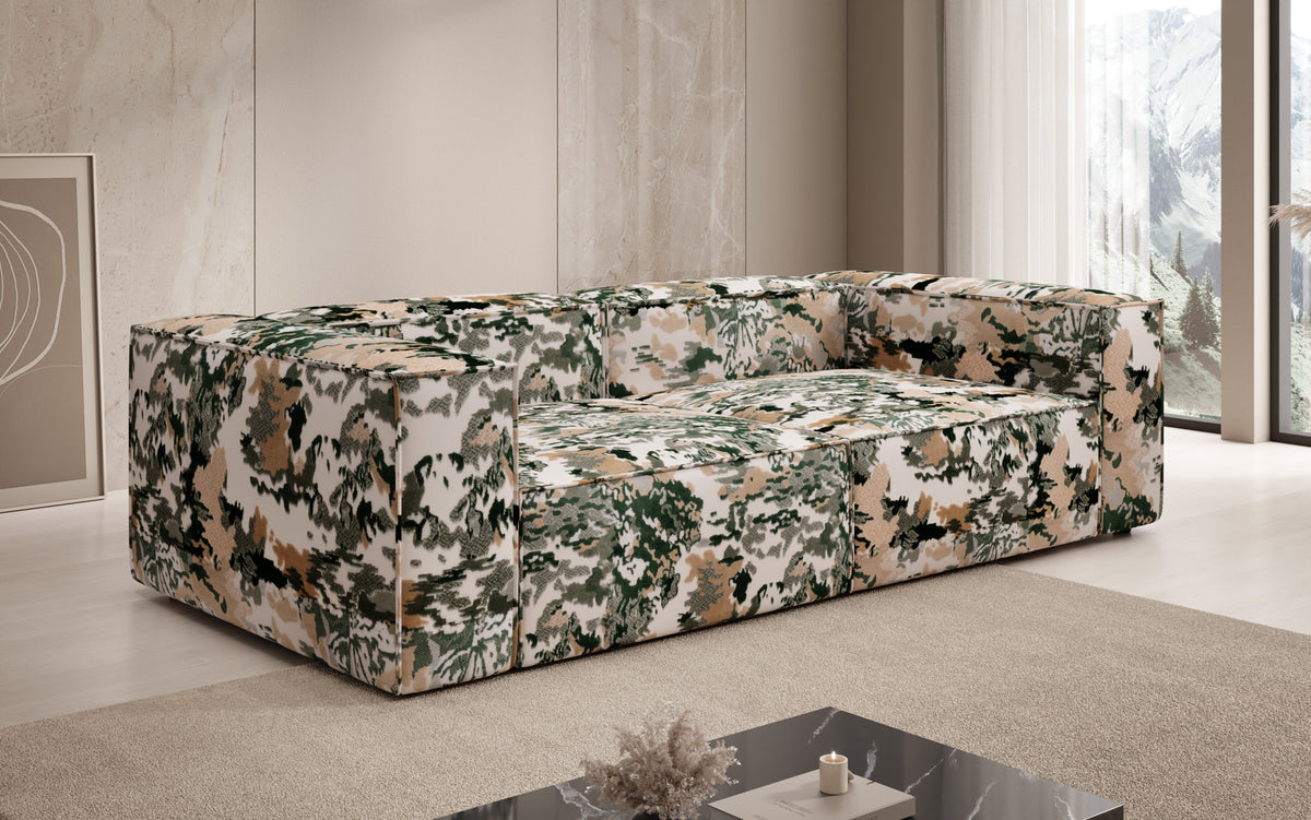 Designer Sofa Lesley 3 Sitzer - Jacquard mit Aquarell-Muster