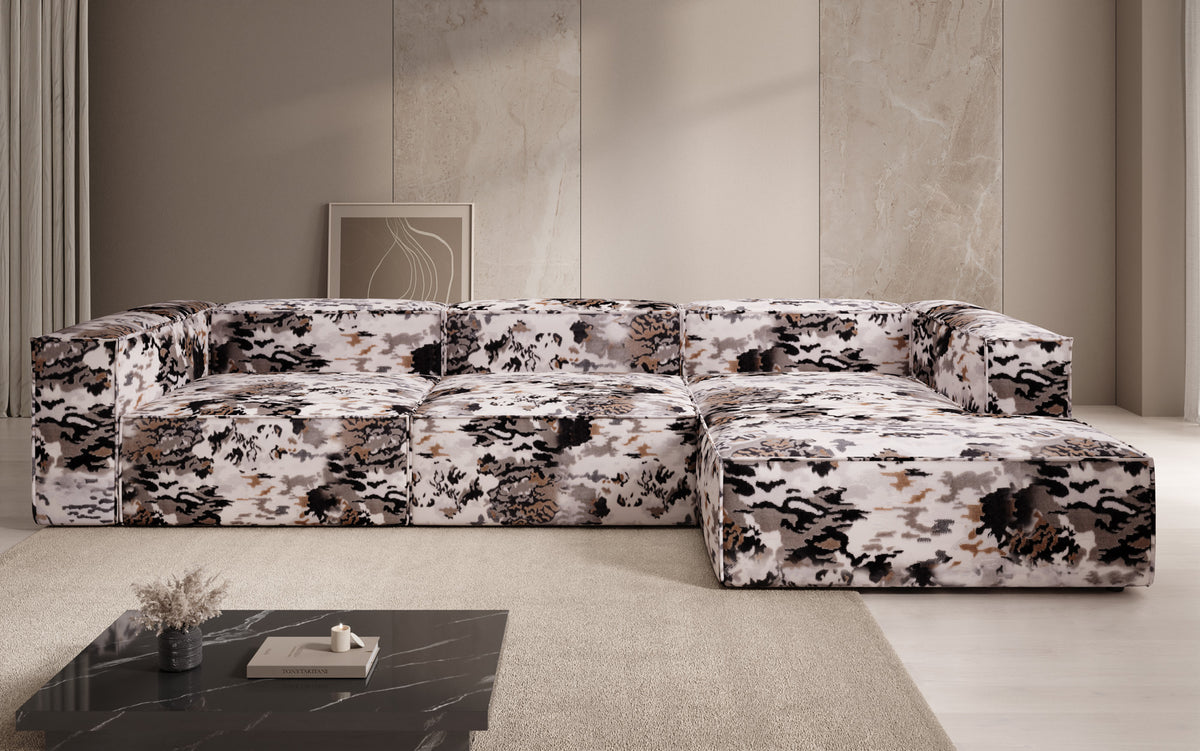 Designer Ecksofa Lesley - Jacquard mit Aquarell-Muster