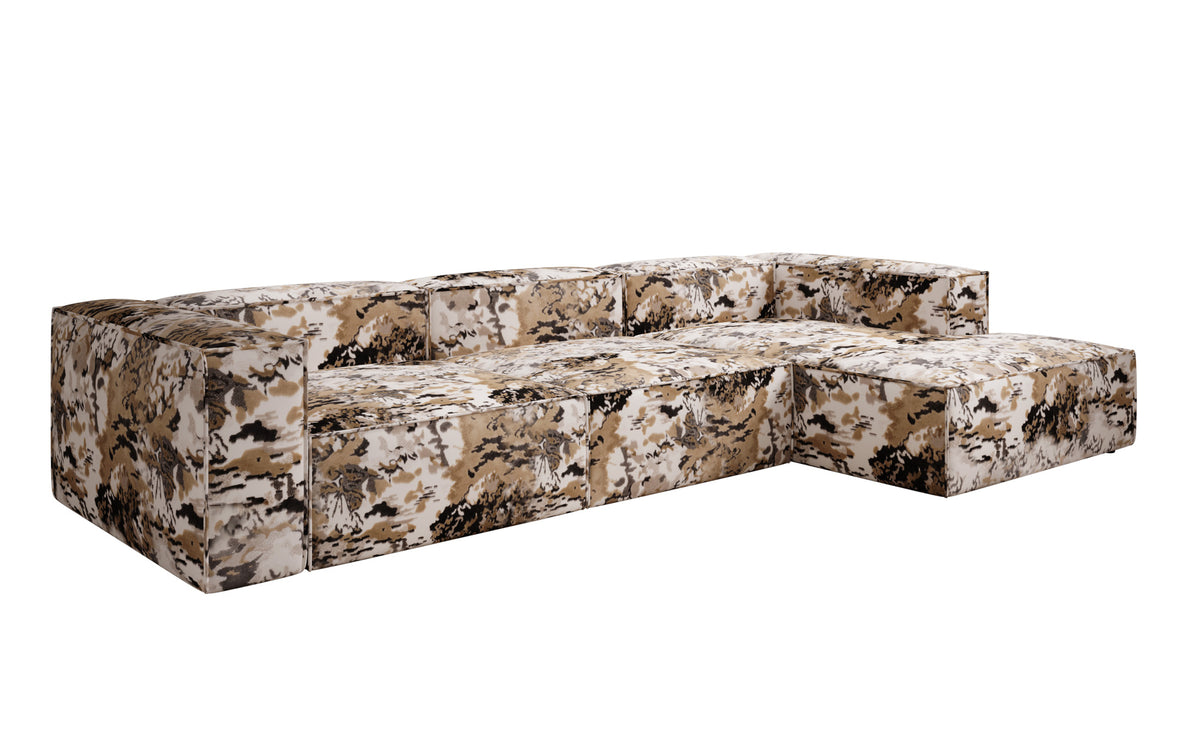 Designer Ecksofa Lesley - Jacquard mit Aquarell-Muster
