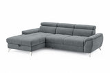 Designer Ecksofa Luno in Strukturstoff Grau, Ottomane links