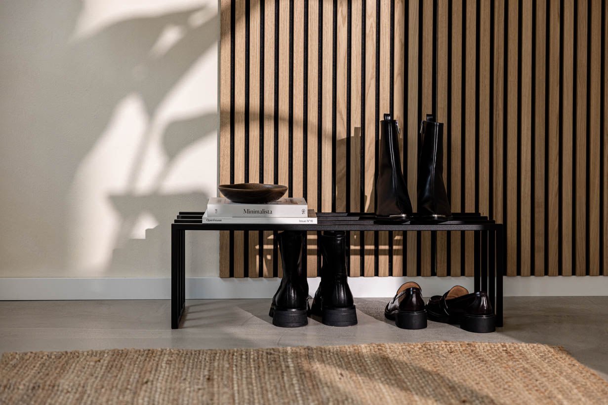 Étagère à chaussures Bovi – Design industriel en Noir, Cajou ou Blanc