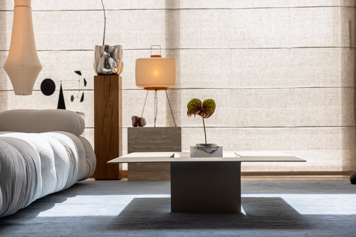 Table basse Cut – Design minimaliste en acier avec ouverture créative