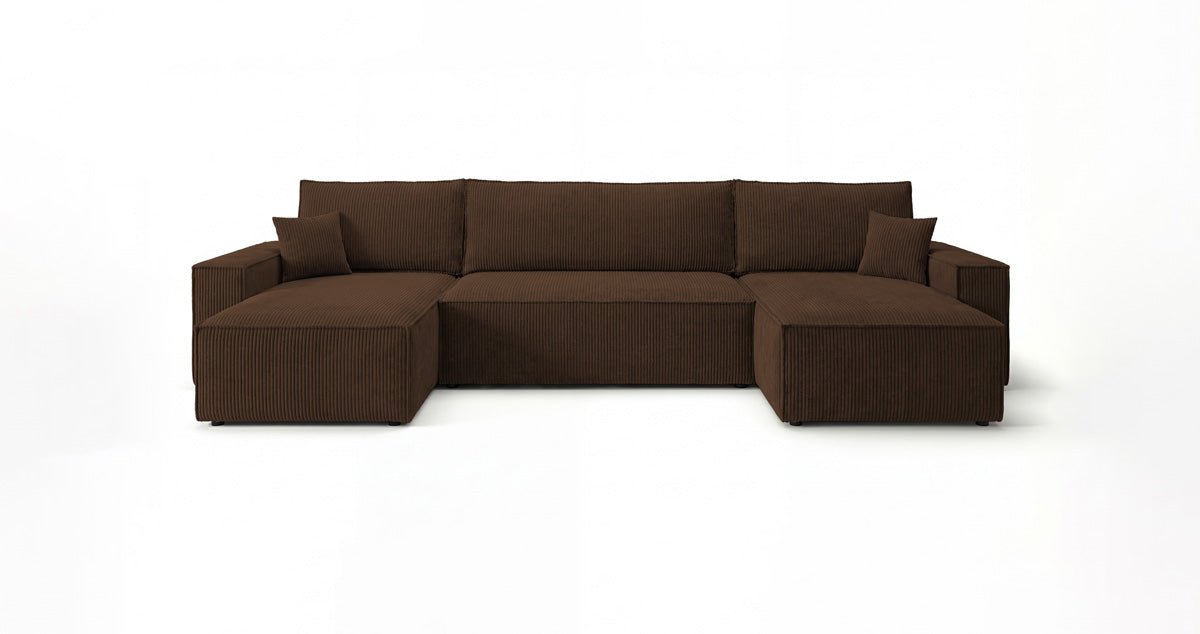 Canapé design Lunaro U Mini avec fonction lit et espace de rangement en Côtelé