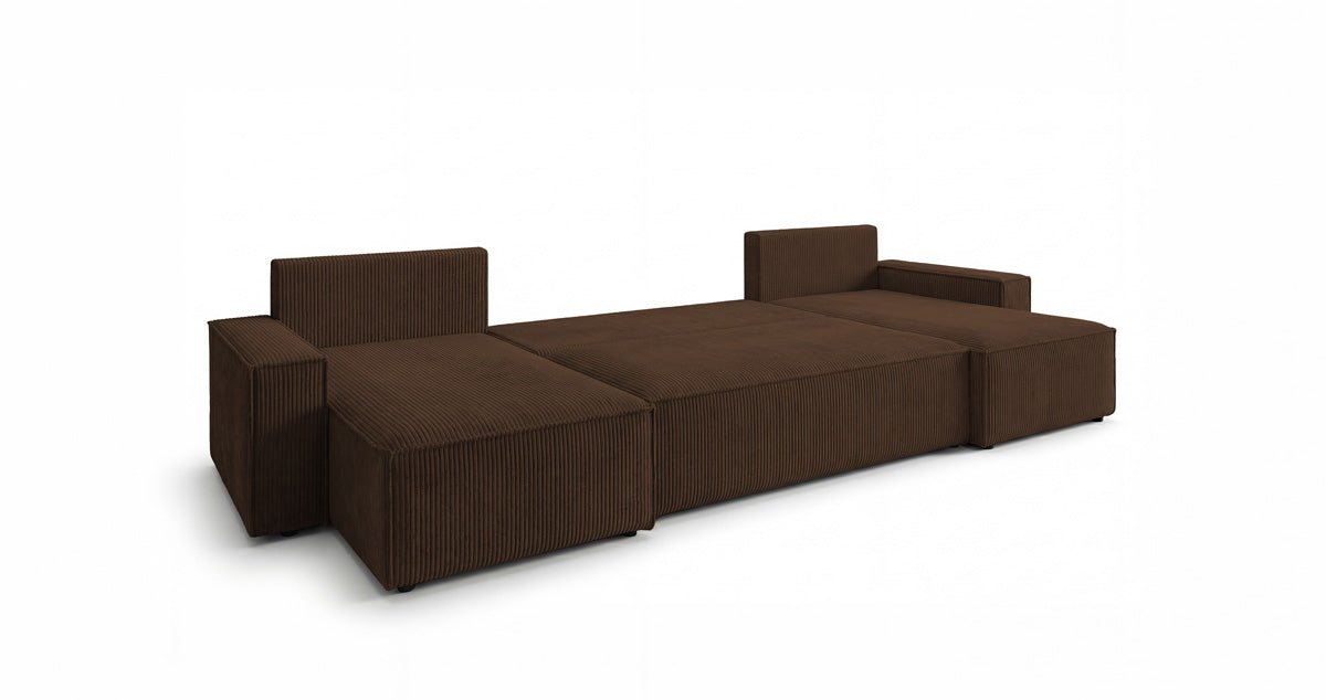 Canapé design Lunaro U Mini avec fonction lit et espace de rangement en Côtelé