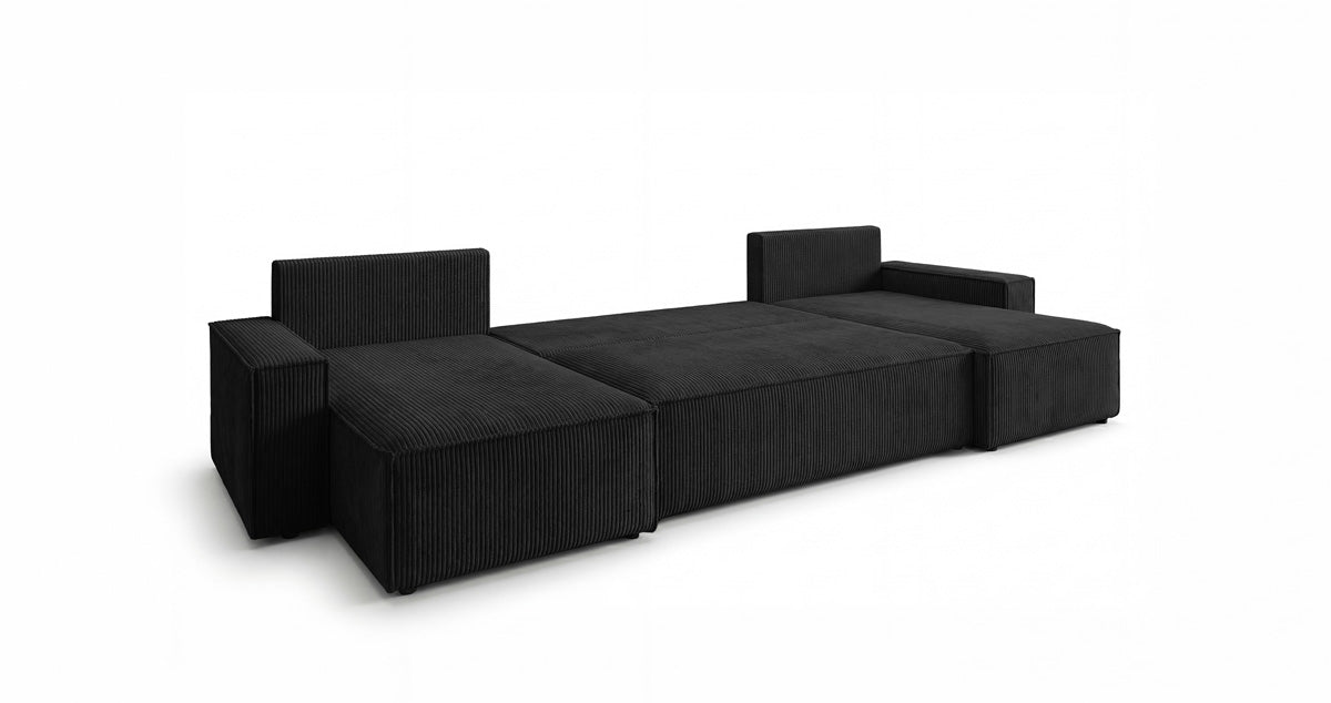 Canapé design Lunaro U Mini avec fonction lit et espace de rangement en Côtelé
