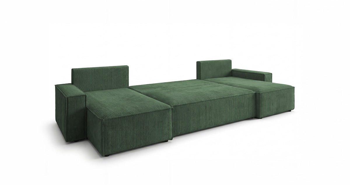 Canapé design Lunaro U Mini avec fonction lit et espace de rangement en Côtelé