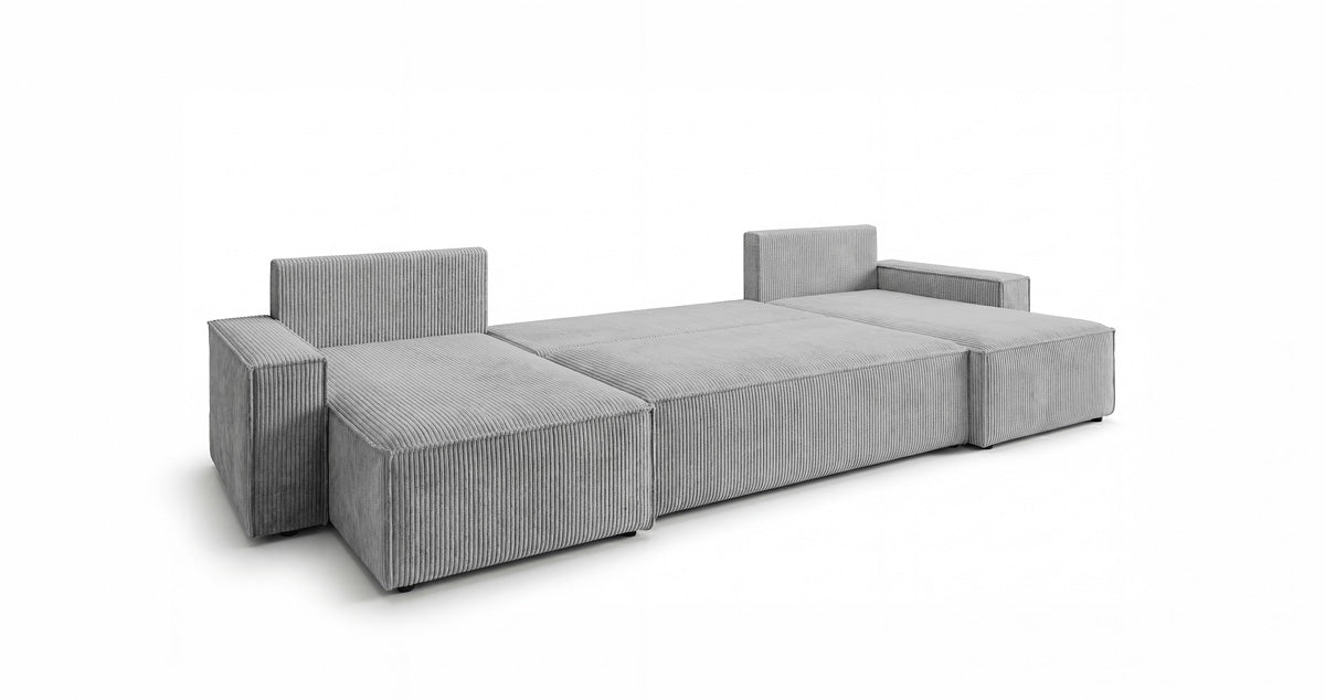 Canapé design Lunaro U Mini avec fonction lit et espace de rangement en Côtelé