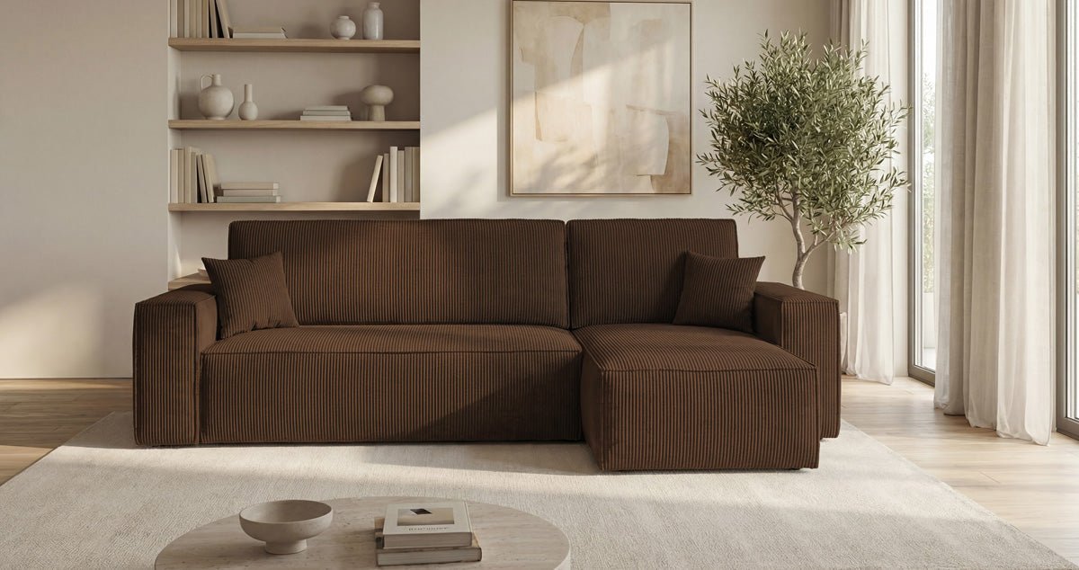 Canapé design Lunaro Mini avec fonction de couchage et fonction pliante en Côtelé