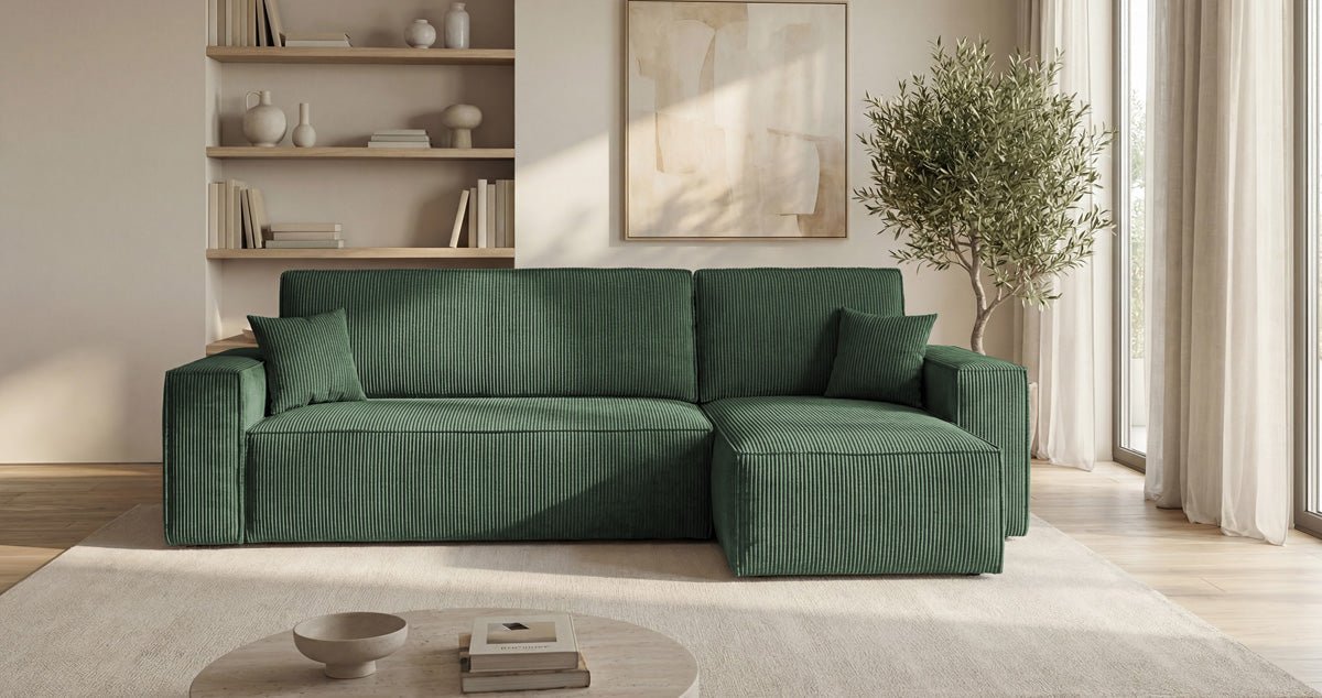 Canapé design Lunaro Mini avec fonction de couchage et fonction pliante en Côtelé