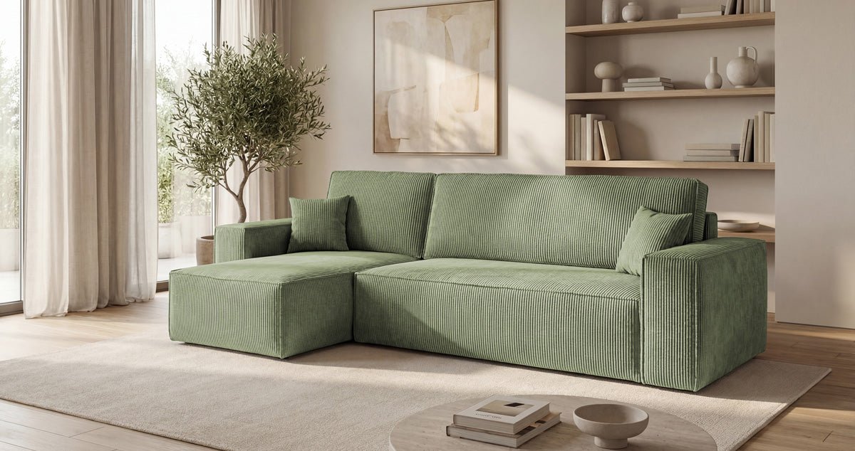 Canapé design Lunaro Mini avec fonction de couchage et fonction pliante en Côtelé