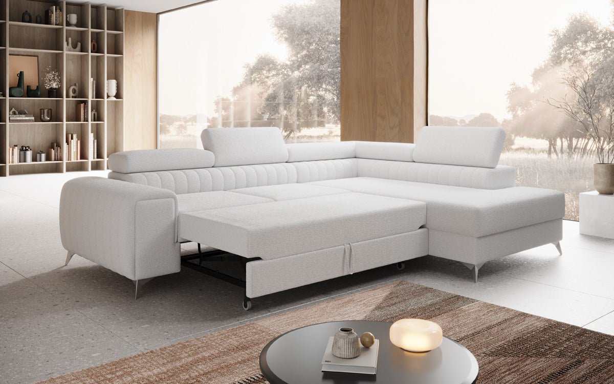 Canapé design Aurea L avec fonction lit et rabattable en Bouclé