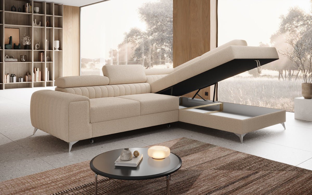 Canapé design Aurea L avec fonction lit et rabattable en Bouclé