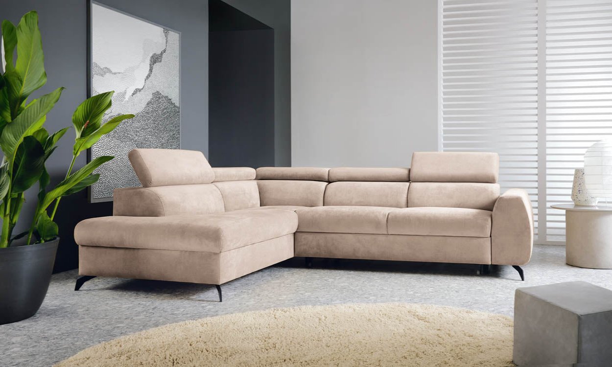 Canapé d'angle design Stille avec fonction couchage et pliage