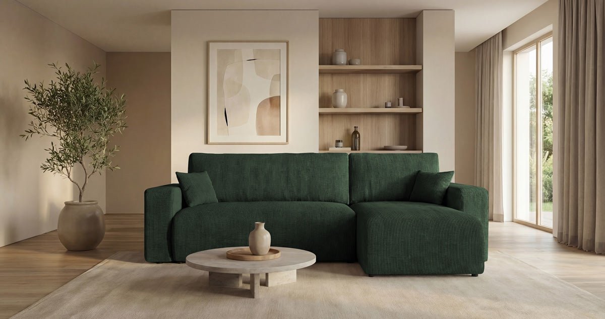 Canapé design Calva avec fonction couchage et pliage en Côtelé